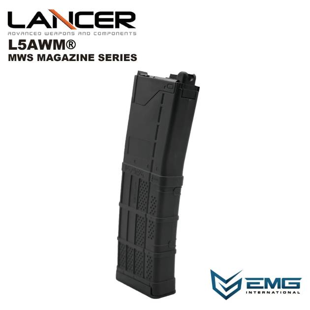 Angry Gun Lancer L5AWM V2 Gas Magazine for TM MWS, 35 BBs - Black