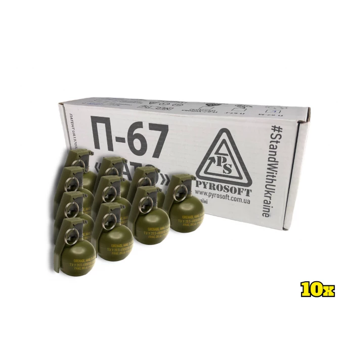 PYROSOFT 10x P-67M NATO Airsoft Hand Grenade (Chalk) - Green
